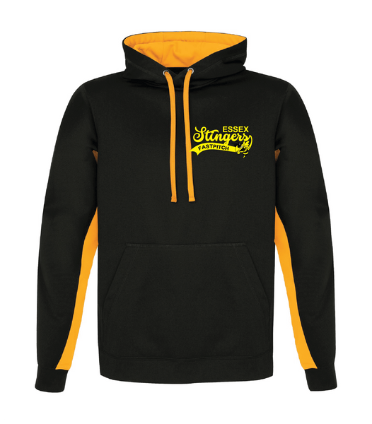 Black hoodie with gold accents and 'Essex Slingers